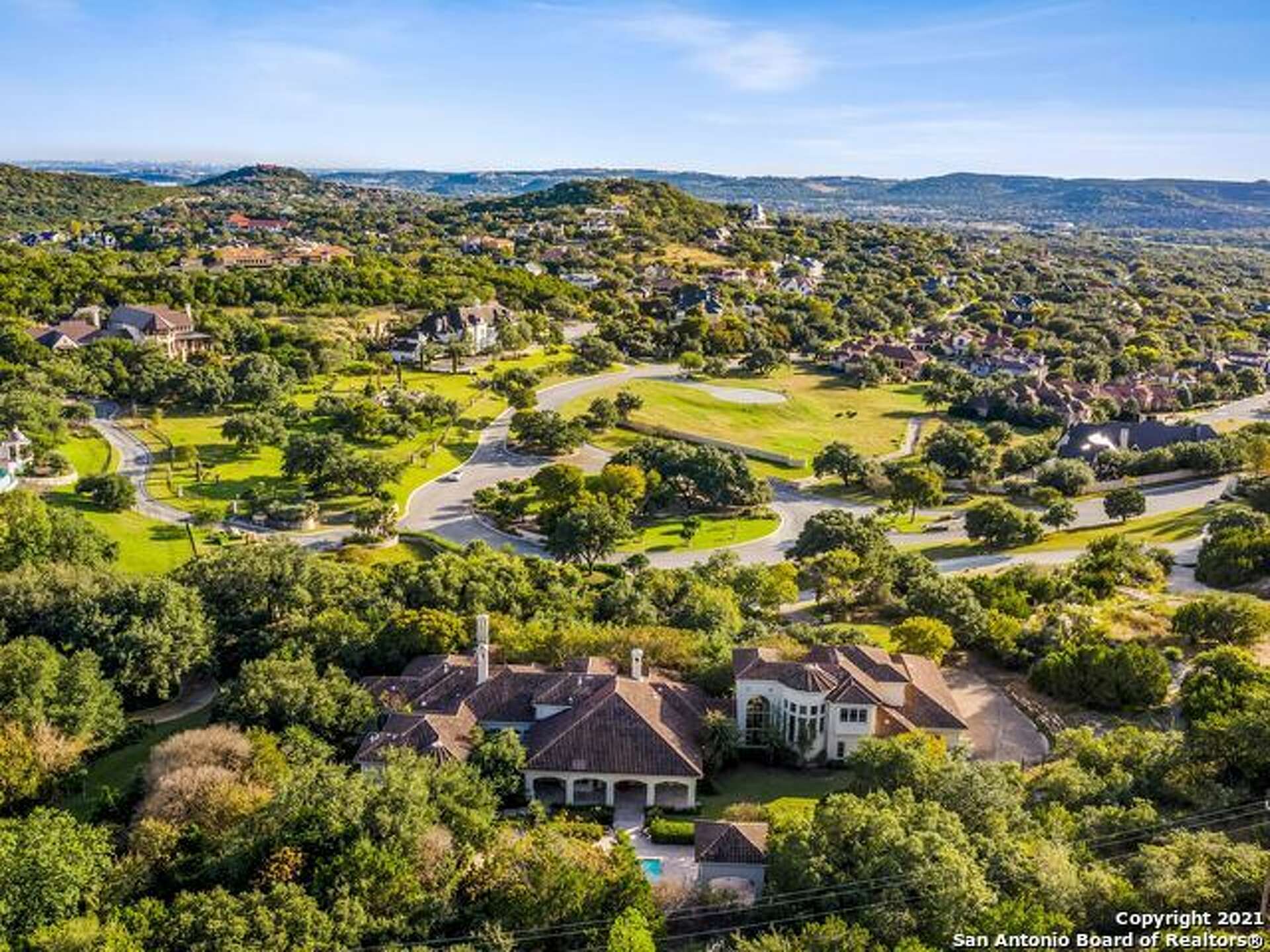 Aerial view of luxury homes near The Dominion